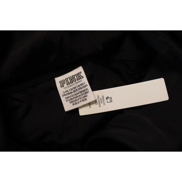 NWT Victoria Secret PINK Mock Neck Anorak Black  Windbreaker Jacket L/XL  Hood - Picture 3 of 11